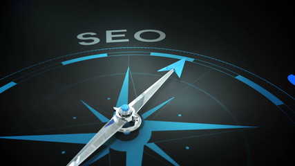 Compass pointing to seo - Powered by Adobe
