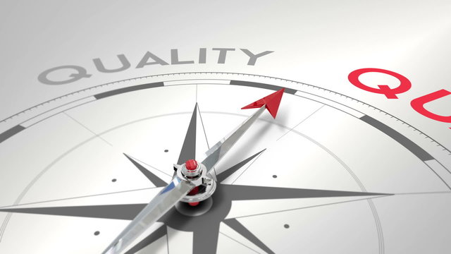 Compass pointing to quality
