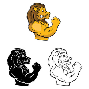 Coloring book lion mascot cartoon character