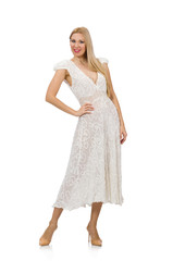 Naklejka premium Woman in dress in fashion dress isolated on white