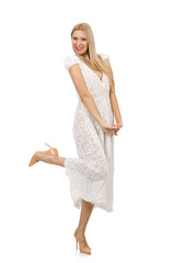 Naklejka premium Woman in dress in fashion dress isolated on white