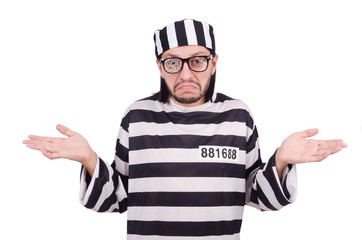 Prison inmate isolated on the white background