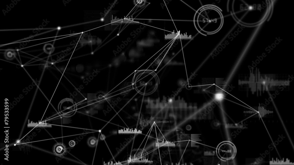 Poster connecting lines on black background