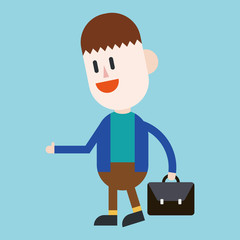 Character illustration design. Businessman going to work cartoon