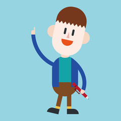 Character illustration design. Businessman writing cartoon,eps