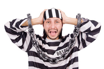 Prison inmate isolated on the white background