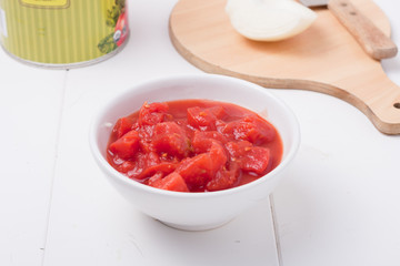 diced tomatoes, shallow depth of field