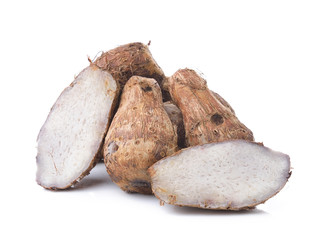 taro root on white background