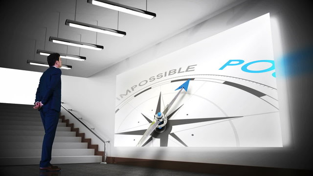Businessman viewing possible compass clip