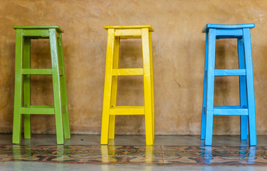 Colorful tall wooden chair