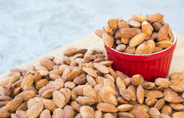 a cup of dried almonds for healthy