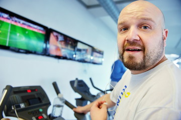 man running on the treadmill