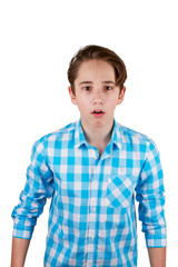 Obraz premium Surprised teenager isolated on white background