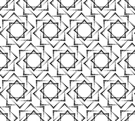 Black and white geometric seamless pattern with circle.