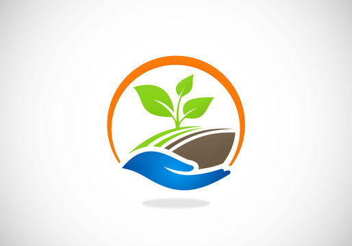 Seed Hand Nature Ecology Vector Logo