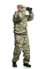 Fototapeta premium Soldier with binoculars