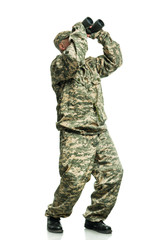 Soldier with binoculars
