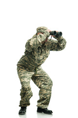 Soldier with binoculars