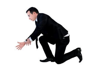 Business man grab something