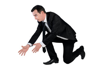 Business man grab something