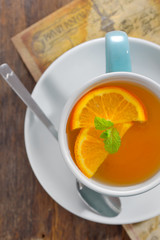 Tea and orange slices
