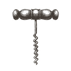 wine corkscrew vector logo design template. cork or object icon.