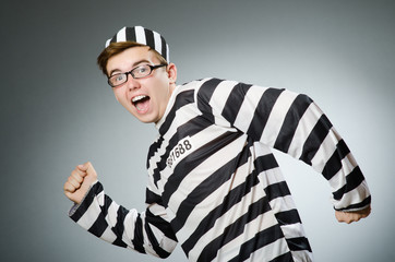 Prison inmate in funny concept