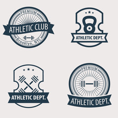 4 Athletic Dept., Club grunge emblems vector illustration, eps10