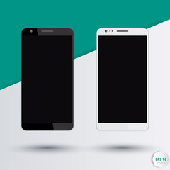 2 big smartphones mockup on abstract geometrical background