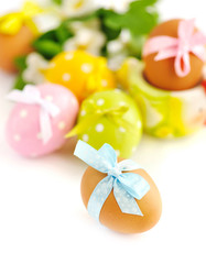 Colorful easter eggs on white background