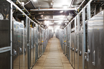 electric boxes corridor of industrial building