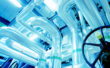 Industrial zone, Steel pipelines, valves and cables