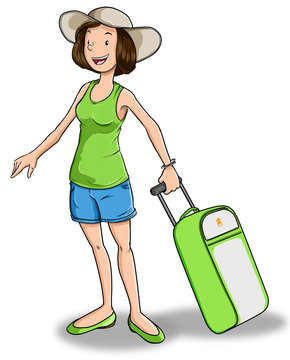 Mujer preparando viaje de vacaciones