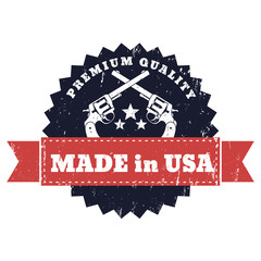Made in USA grunge sign with crossed revolvers vector eps10