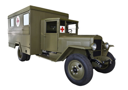 ZIS-44 sanitation truck on white background isolated