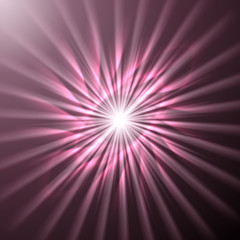 Bright space star in pink hues