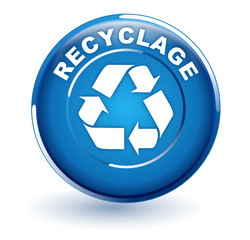 recyclage sur bouton bleu