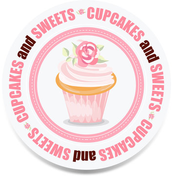 Round cupcakes and sweets label