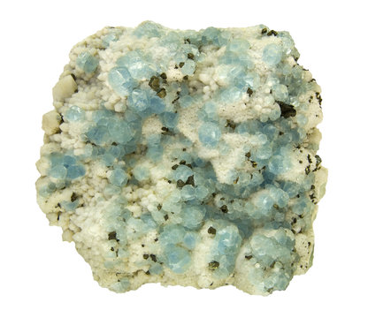 Corroded blue fluorite with chalcopyrite on quartz. Cornwall, UK