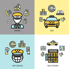 Taxi service design concept flat