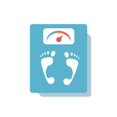 Blue scales with footprints