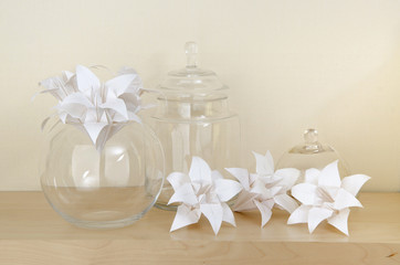 origami lilies in a vase