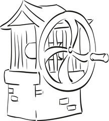 Sketch of a well outside the town.