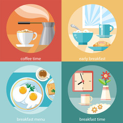 Breakfast time concept icons