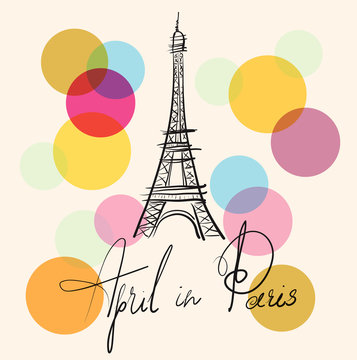 Vector hand drawn illustration with Eiffel tower