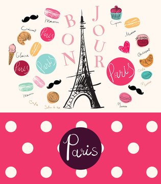 Vector hand drawn illustration with Paris symbol