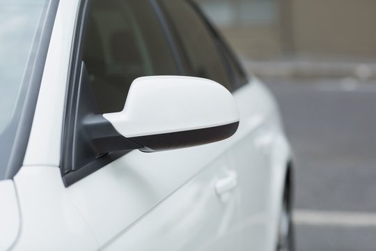 Close up of a wing mirror