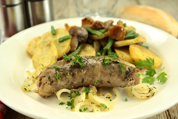 andouillette et poêlée forestière