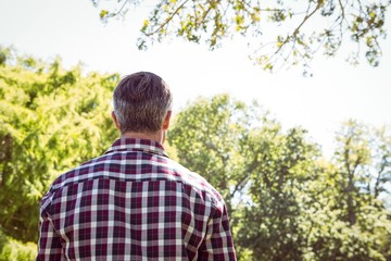 Casual man thinking in the park