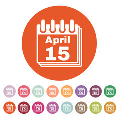 The Calendar 15 april icon. Tax day